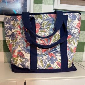NWT J.McLaughlin Everglades Foundation Canvas Tote Bag with Navy Accents